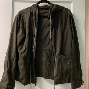 Brandy Melville Green Utility Hoodie Hooded Jacket Coat~ OS